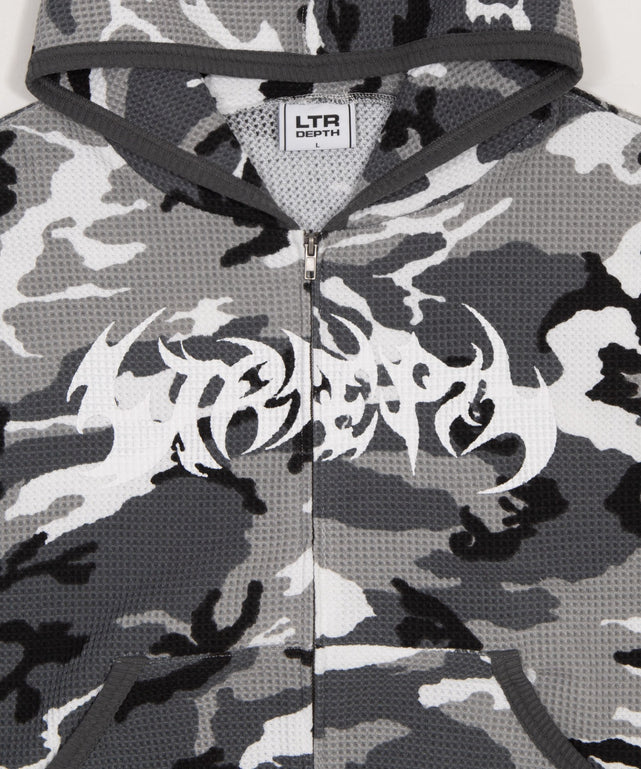 ワッフルグラフィックカットZIPパーカー