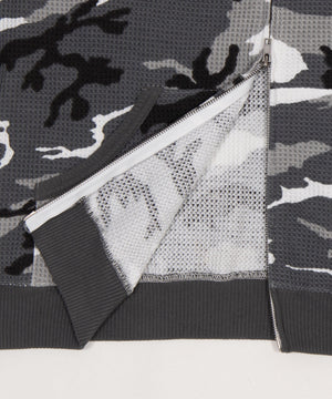 ワッフルグラフィックカットZIPパーカー