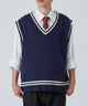 メンズラインスクールニットベスト/ネイビー モデル:176cmM着用