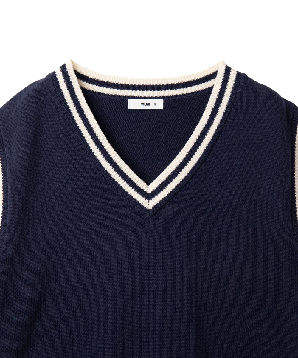 メンズラインスクールニットベスト