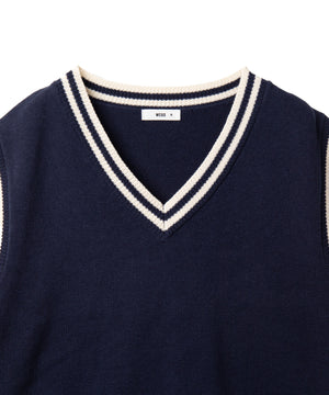 メンズラインスクールニットベスト