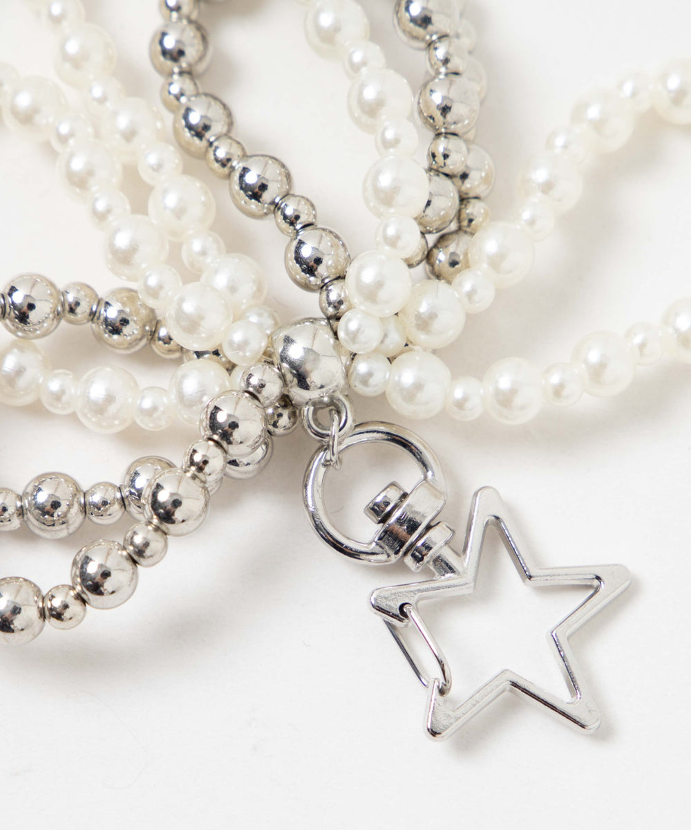 ダブルリボンビーズキーホルダー