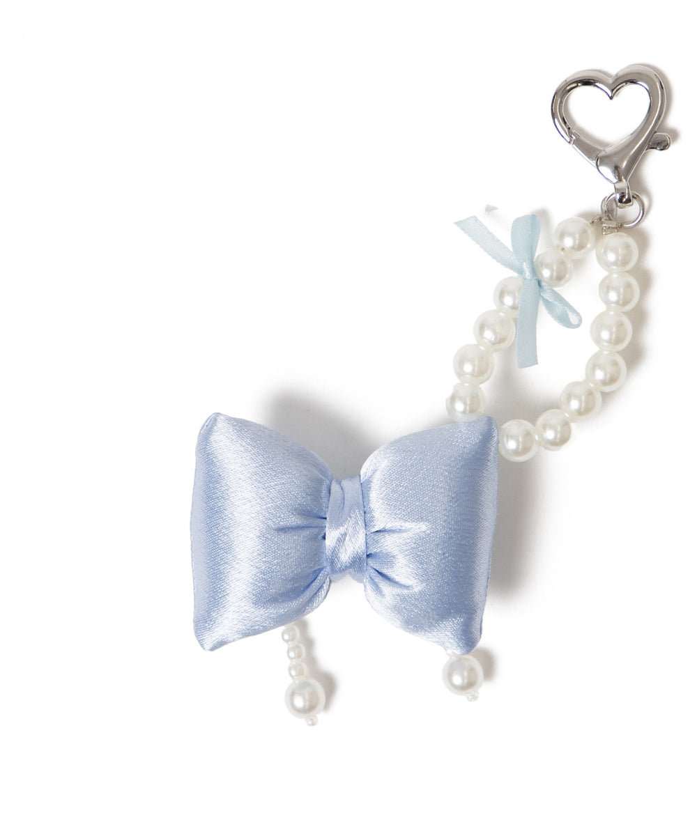 ダブルパールリボンキーホルダー