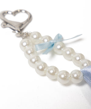 ダブルパールリボンキーホルダー