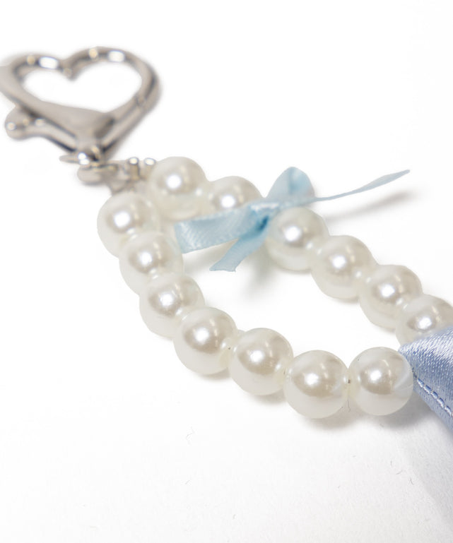 ダブルパールリボンキーホルダー
