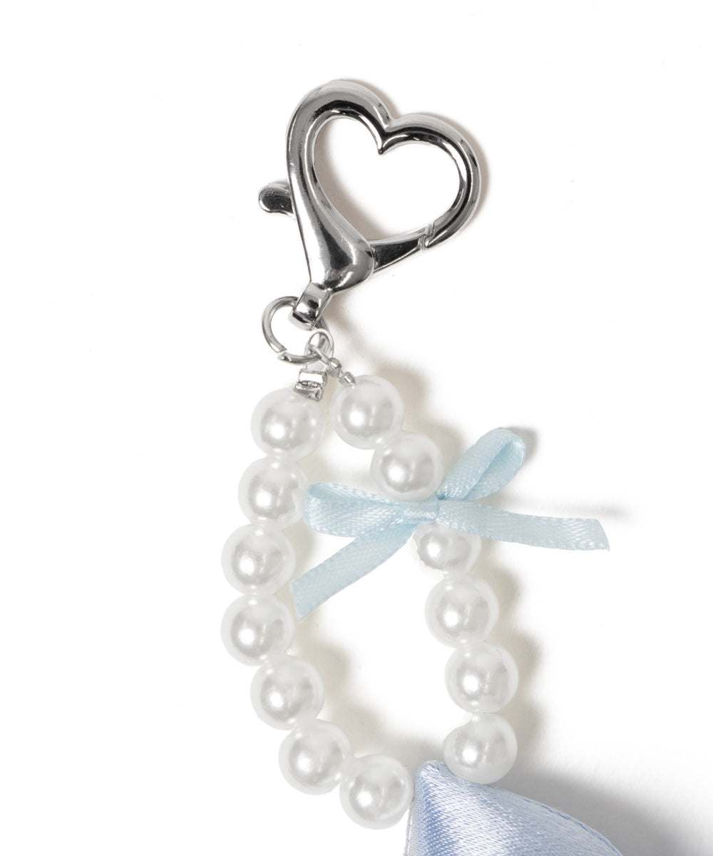 ダブルパールリボンキーホルダー