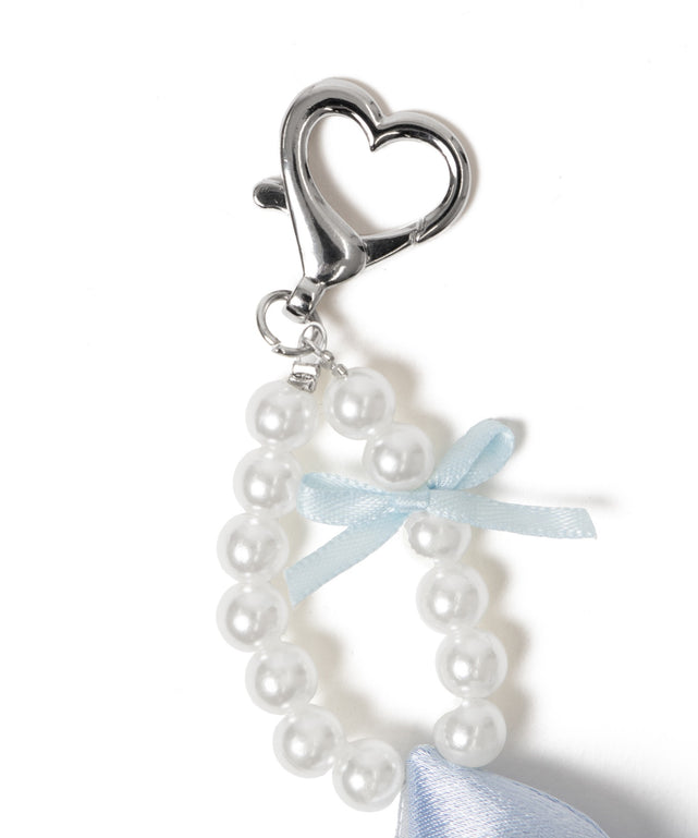 ダブルパールリボンキーホルダー