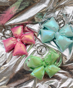 メタリッククッションリボンキーホルダー