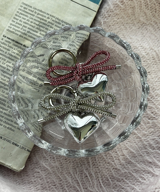 キラキラリボンハートキーホルダー