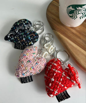 ツイードビッグハートキーホルダー