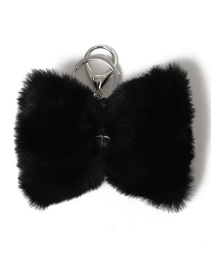 レオパードPUリボンファーキーホルダー