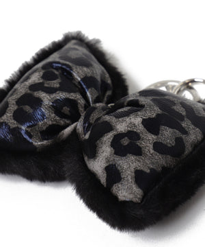 レオパードPUリボンファーキーホルダー