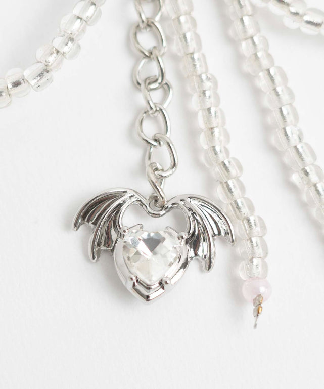 リボンビーズストラップキーホルダー