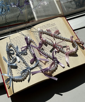 リボンパールストラップキーホルダー