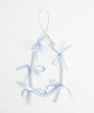 リボンパールストラップキーホルダー