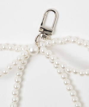 シンプルパールリボンキーホルダー