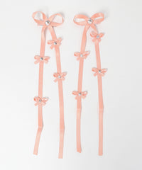 ビジューポイントリボンヘアクリップ2P