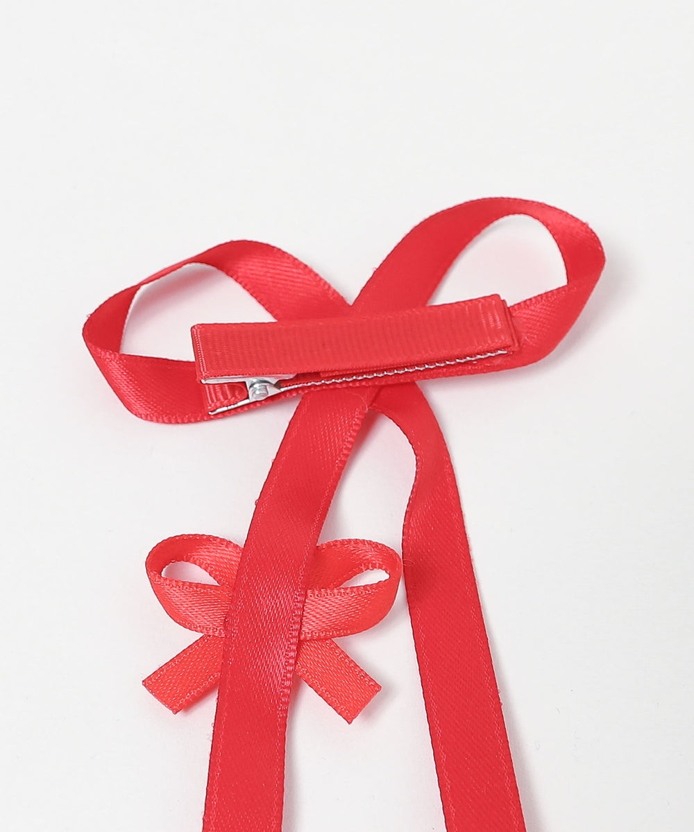 ビジューポイントリボンヘアクリップ2P