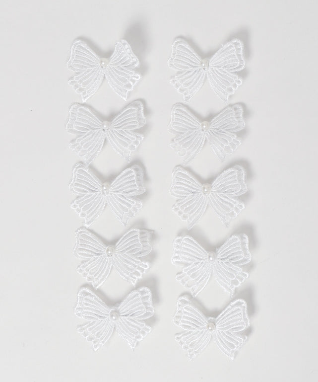 レースリボンヘアクリップ10P/ホワイト