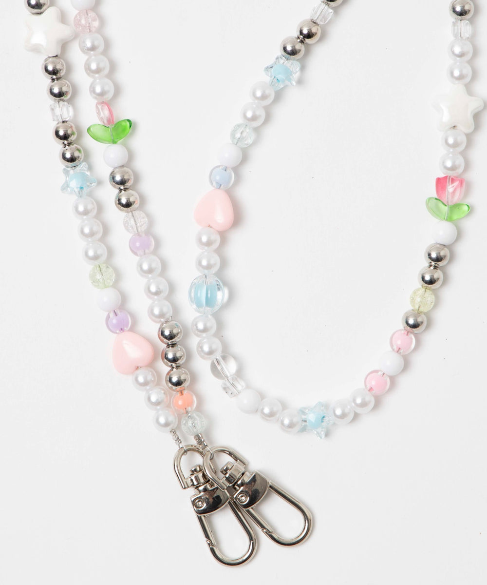 ミックスモチーフビーズストラップ