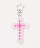 クロスビーズキーホルダー/ピンク