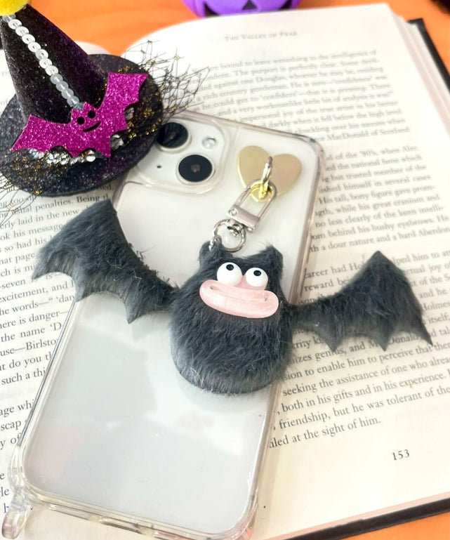 ミニハピハピコウモリモンスターぬいぐるみキーホルダー/グレー