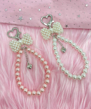 ハートパールリボンキーホルダー