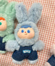 ぷっくりサロペうさちゃんぬいぐるみキーホルダー/ブルー