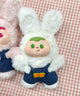ぷっくりサロペうさちゃんぬいぐるみキーホルダー/ホワイト