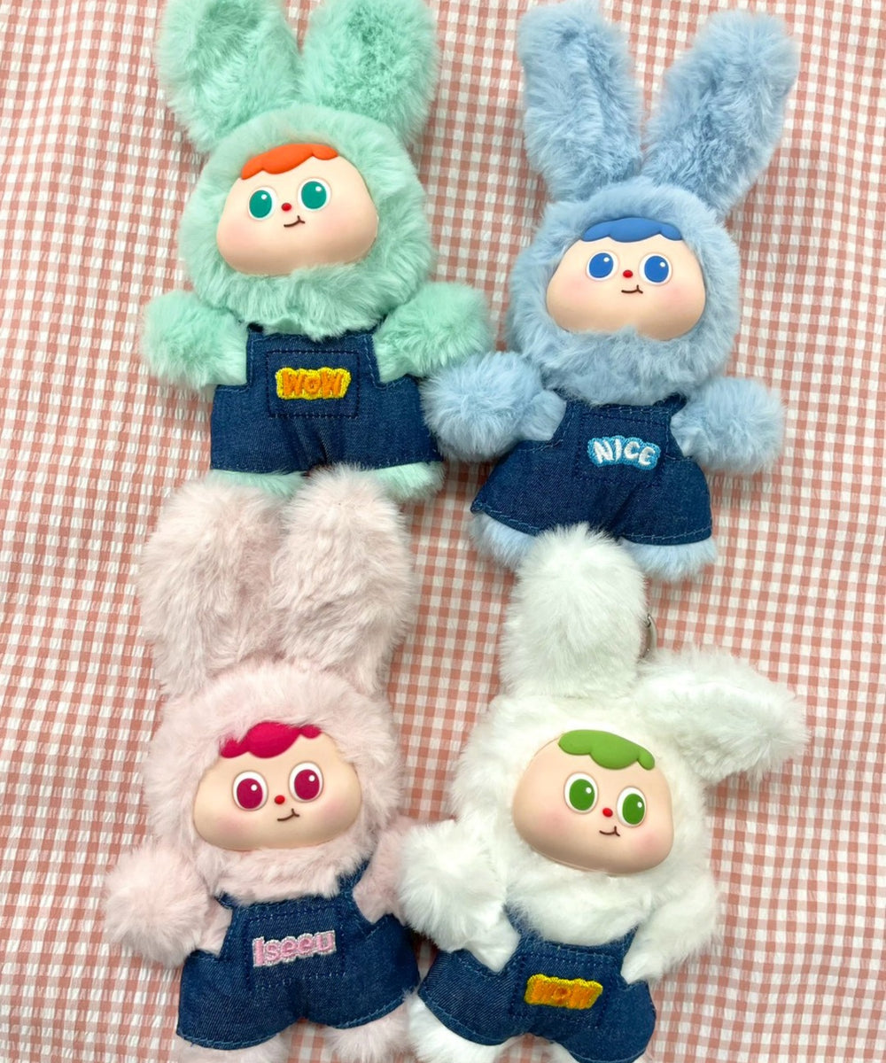 ぷっくりサロペうさちゃんぬいぐるみキーホルダー