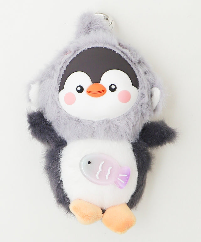 ぷっくりぺんぎんぬいぐるみキーホルダー/グレー