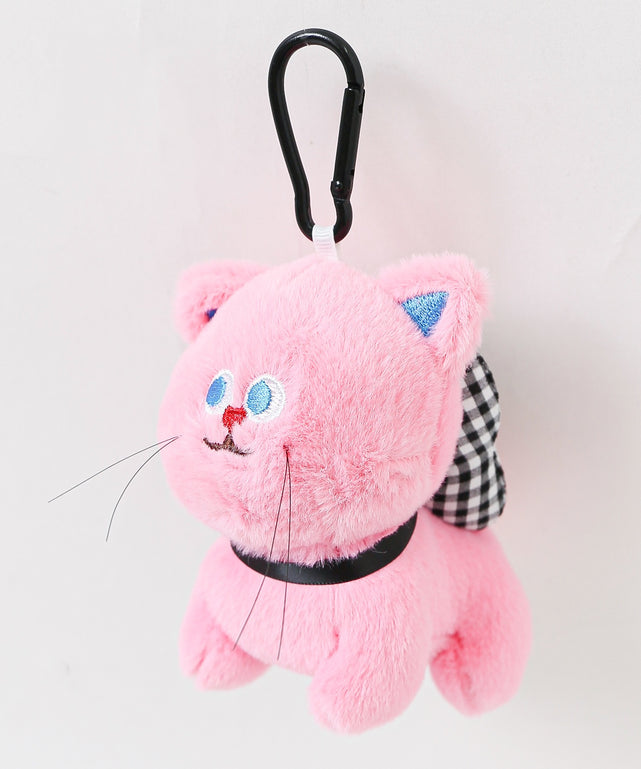 BIGりぼんねこちゃんぬいぐるみキーホルダー/ピンク
