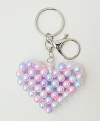 パールハートビーズキーホルダー