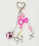 レオパードぽんぽんビーズキーホルダー/ピンク