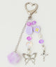 レオパードぽんぽんビーズキーホルダー/Lパープル