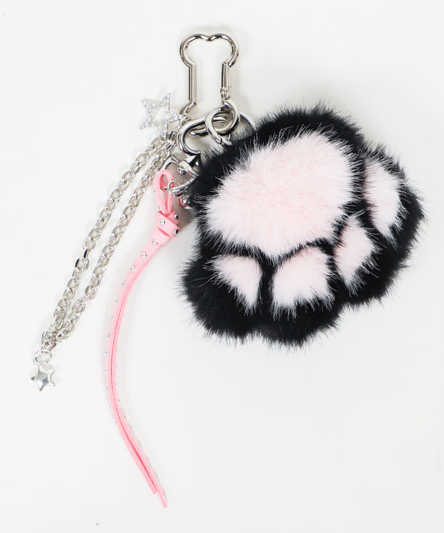 ファーにくきゅうセットキーホルダー/ブラック