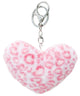 ファーレオパードハートキーホルダー/Sピンク