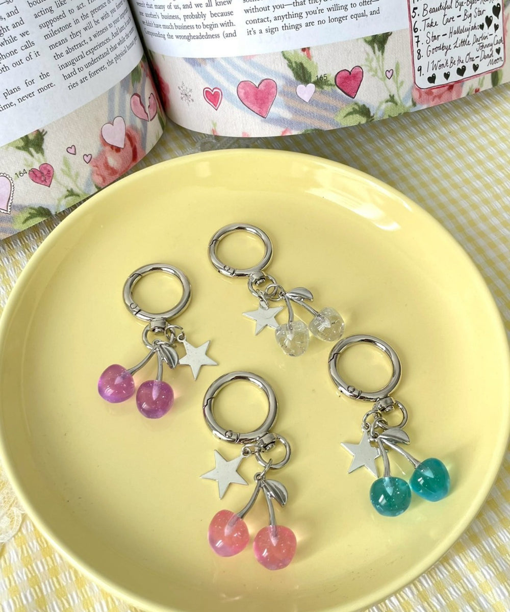 カラークリアチェリーキーホルダー