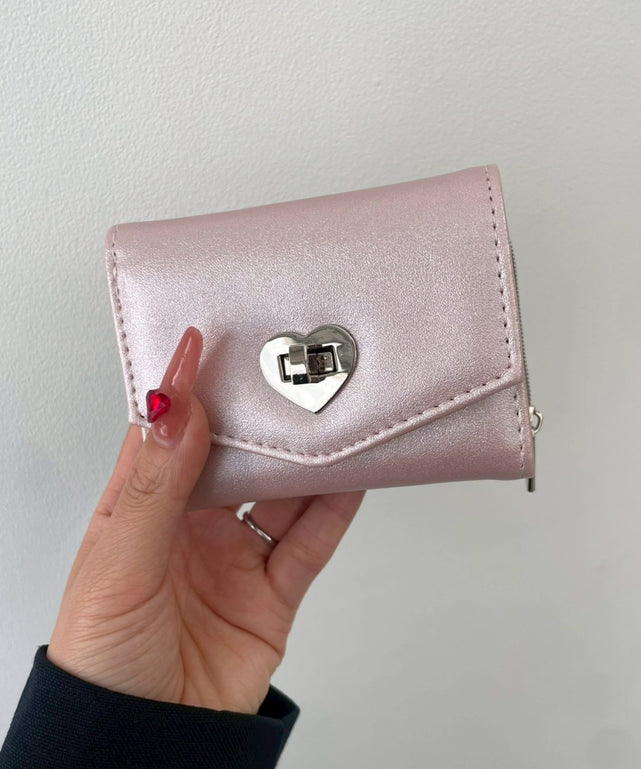 ハートレターフラップウォレット/Lピンク