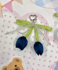 チューリップリボンビーズキーホルダー