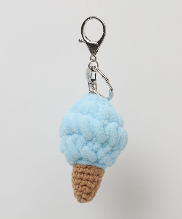 もこもこソフトクリームぬいぐるみキーホルダー/ブルー