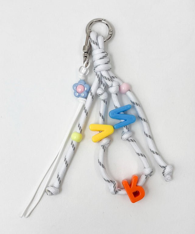ビーズミックスロープキーホルダー/ホワイト