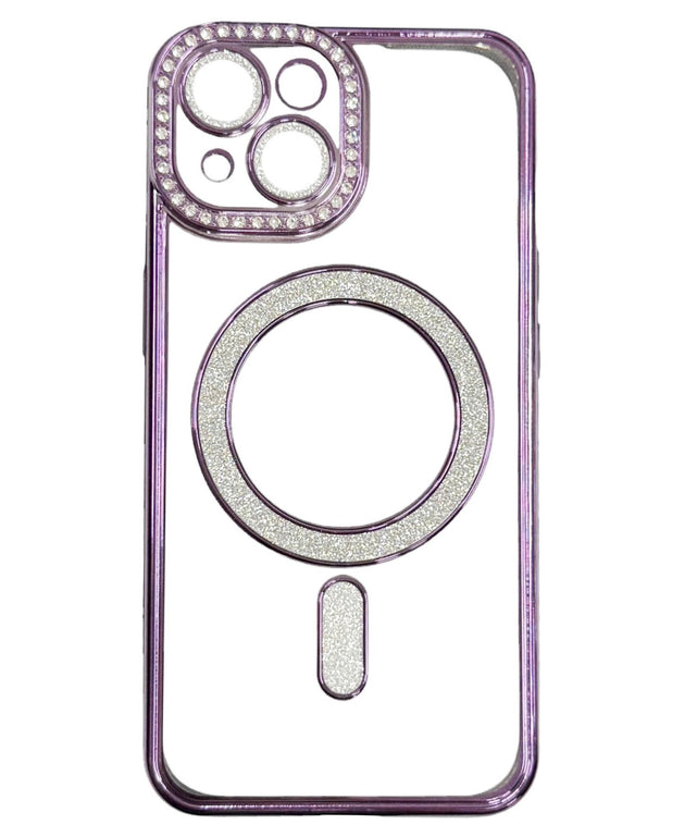 ビジューカラーmagsafeiphoneケース(パープル)/柄1:iphone15