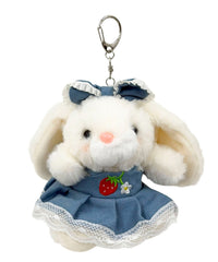 おめかしデニムウサギぬいぐるみキーホルダー