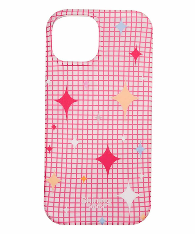 カラーチェックキラキラiphoneケース(ピンク)/柄1:iphone15