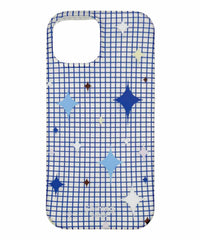 カラーチェックキラキラiphoneケース(ブルー)