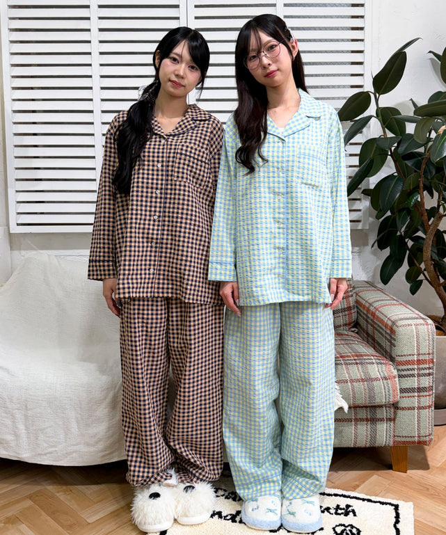 セットアップギンガムチェックルームウェア