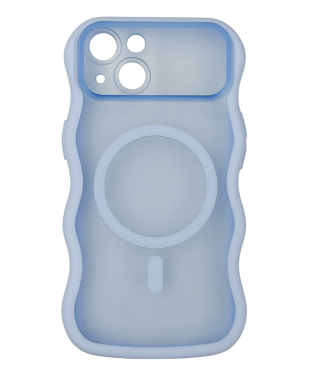 マットウェーブmagsafeiphoneケース(サックス)/ 柄1:iphone15
