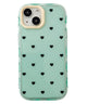 ハートドットiphoneケース（グリーン）/柄２(iPhone15)
