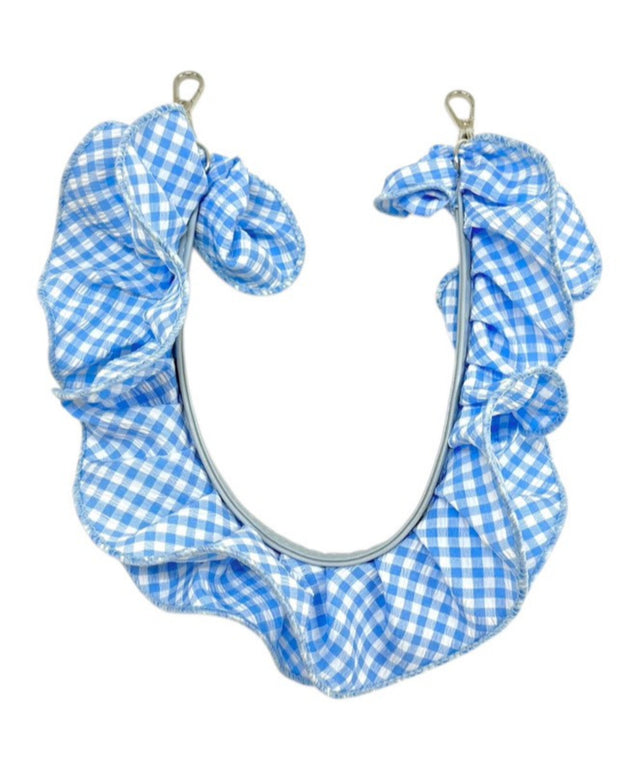 ギンガムフリルハンドストラップ/サックス